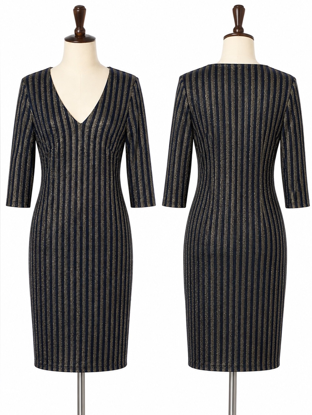 Black, Gold, and Blue Cocktail Dress, 3/4 Sleeve, date night dress